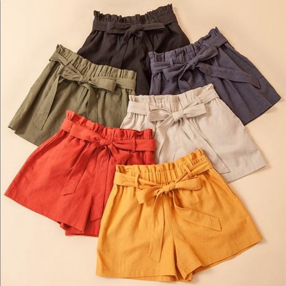 Black High Waist Paperbag Shorts - Picture 2 of 3